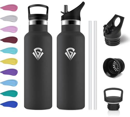 Borraccia Termica 500ml, Bottiglia Acqua senza BPA, Borraccia con Cannuccia, Facile da Pulire, senza Perdite, Isolamento Termico a Doppia Parete, Termos per Scuole, Viaggio, Campeggio, Uffici