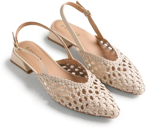 Gioseppo KIPILI - Sandalias de Tacón Estilo Salones Destalonados de Piel Trenzada para Mujer, Cierre Ajustable en Tobillo y Planta Acolchada, Tacón Tipo Bloque, Color Off-White, Talla 40