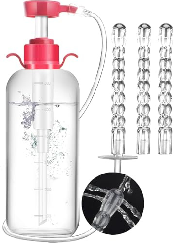 Enema Kit Douche for Women - Enema Bottle Douches for Men Anti Back-Flow with 3 Nozzle Tips - 600ml