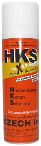 HKS-CZECH extrem New Generation – Hochleistungs Kettenspray 300 ml | Rein synthetisches Kettenschmiermittel | Wasserfest, haftstark & O/X-Ring verträglich (HKS EXTREM-Spray)