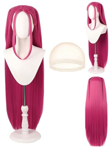 DAVBNM Costume Wig, Women's Rose Red Wig, Anime Costume Cosplay Wigs Long Anime Wigs, Long Straight Hair Accessory for Cosplay Halloween