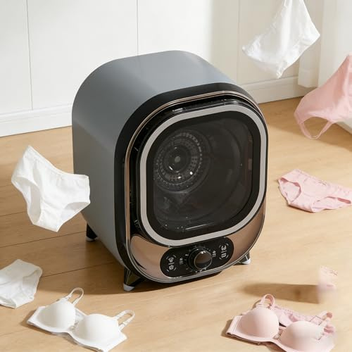 Kompakt mini-torktumlare, bärbar torktumlare med kall-/varmluftslägen, 0,8 kg torkkapacitet, 35 decibel tyst drift för hem och lägenhet