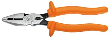 Klein Tools 12098-INS Insulated Universal Combination Pliers, Side Cutters with Crimper, 8-Inch
