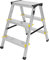 Trittleiter Aluminium Leiter beidseitig begehbar, 3 Stufen, 150kg Traglast TÜV geprüft (2x3 150 TÜV)