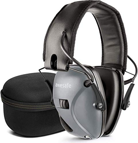 awesafe Las Orejeras Electrónicas de Protectores Auditivo Electrónicas - Cascos Antiruido Con Caja de Almacenamiento - Cascos Insonorizados Profesional Para campos de Tiro, Caza y Jardinería