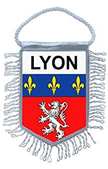 Akachafactory Fanion Mini Drapeau Pays Voiture Decoration Souvenir Blason France Lyon gones