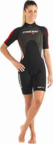 Cressi Damen Med X Lady Shorty Neoprenanzug, Schwarz/Rot/Silber, S/2
