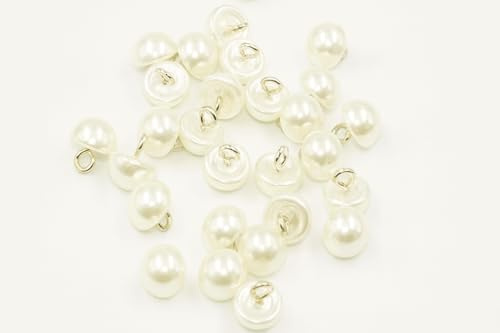 Happium 30Pcs 10mm Boutons de Perles Blanches Boutons de Bébé pour Cardigans Boutons de Tricot Semi-Circulaires Boutons Décoratifs pour Jupe de Chemise