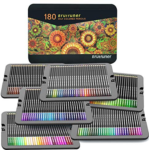 Buntstifte, professionelles Set mit 180 Farben in einer Blechdose, nummerierte, weiche Kerne auf Wachsbasis, zum Zeichnen, Skizzieren, Schattieren und Färben, Farbstifte für Erwachsene und Künstler