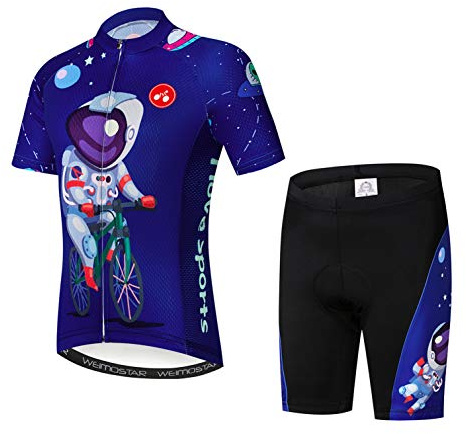 Weimostar Conjunto de Pantalones Cortos de Jersey de Ciclismo, Traje Superior de Bicicleta para niños, Camiseta de Bicicleta MTB para niños, Ropa de Carretera de montaña, Gris S
