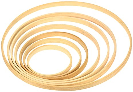 M METERXITY 1 Set/6 Pack Wooden Bamboo Floral Hoops - Dream Catcher Rings Macrame Craft Hoop for DIY Handcraft Wreath Decoration (3, 4, 5, 6, 7, 8, 9)
