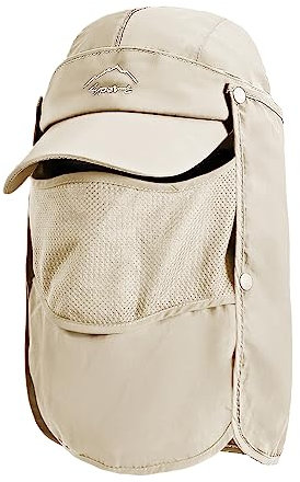 TAGVO Sonnenhut mit Abnehmbarer Halsklappe, UPF 50+ Schutz Atmungsaktive Angelhüte, Faltbare Schnell Trocknende Camping Wanderhut Sonnenkappen für Männer und Frauen - Universalgröße