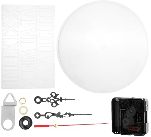 EXCEART 1 Satz Uhr-Harzform Römische Ziffern Silikonform Epoxidharz-Uhr-Silikonharz-Form-Set Mit Uhrwerk Zur Herstellung Von Uhrwerken Für Die Diy-Schmuckherstellung, 27x27cm, Weiß