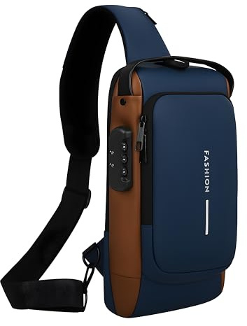 TS WITH TECHSUN Unisex Anti-Theft Sling Bag with USB Port, Water-Resistant Crossbody Chest Backpack for Travel & Work