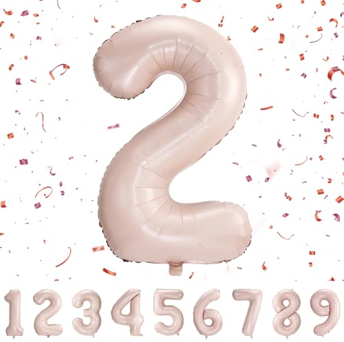 Globos de Cumpleãnos 2 Pastel Rosa,101 CM Globo Numeros Gigantes Grandes Decoracion,Globo Numero 2,Globos Niño Niña Adultos,Vuelan con Helio