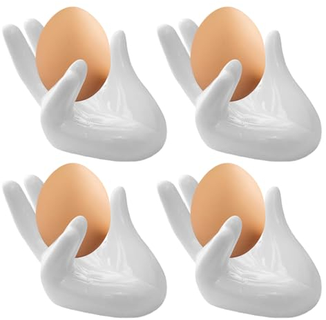 Liuer Eierbecher, 4PCS Eierbecher Weiß,Lustig Porzellan Eierständer Eierhalter Eierschale für Rohes Gekochtes Eier Brunch
