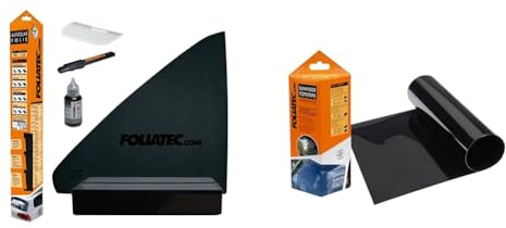 Foliatec Scheibentönungsfolie, Tönungsfolie für Autoscheiben & TOPSTRIPE Blendstreifen mit effektivem Sonnenschutz durch Tönung, Maße: 15 x 152 cm, Schwarz