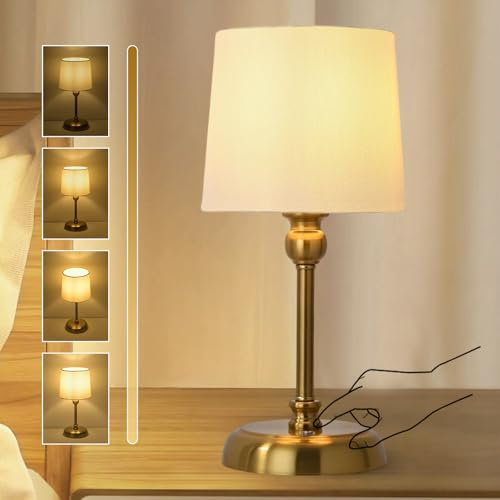 YOIZO Rechargeable Table Lamp Cordless | 6000mAh Battery Powered Lamps with Brightness Memory, Stepless Dimmable Touch Control, Portable Bedside Lamp for Living Room/Bedroom,Indoor-Ourdoor (Gold)