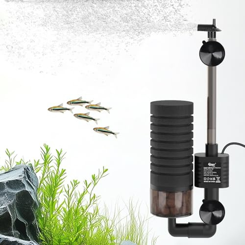 hygger Electric Sponge Filter, Power USB Ultra Silencieuse Filtre Interieur Aquarium, Submersible Fish Tank Filter with Filtered Ceramic Balls for up to 170L Breeding Fry Betta Shrimp Aquariums (M)