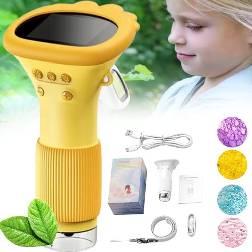 Digitaler MikroskopMikroskop Tragbares Digitales Mikroskop für Kinder,mit 2.0 Zoll Bildschirm 1000x Zoom,für Kinder Geburtstagsgeschenke im Alter von 3+ Jahre (Yellow)