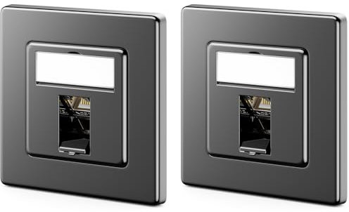 deleyCON 2x CAT7 Netzwerkdose 1 Port - 10 Gigabit – Unterputzdose Ethernet LAN Dose Anschlussdose Datendose Geschirmt + 2x CAT 7 Keystone RJ45 DSL Netzwerk Patchkabel Verlegekabel - Schwarz