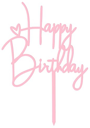 2pcs Happy Birthday Cake Toppers Pink Happy Birthday Cake Decorations Birthdays Decorations Birthdays Cakes Supplies for Celebrating Anniversary Party