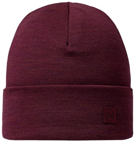 Buff Unisex Herren Damen Mütze Wollmütze Merino Heavyweight Beanie, Farbe:Weinrot, Artikel:-422 solid Tibetan red