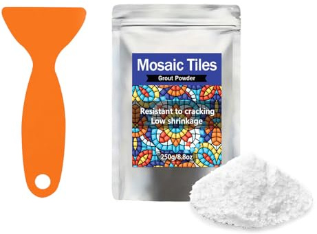 CAMUTKRY Mosaic Grout, Mosaics Tile Tools, Mosaic Tile Accessories – Essential for Handmade Grouting and Perfect for DIY Craft Projects (White, 250G) (8.8oz)
