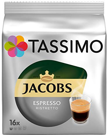 Tassimo Cápsulas de Café Jacobs Krönung Espresso Ristretto, Café Molido de Tueste Natural, 5 x 16 T-Discs
