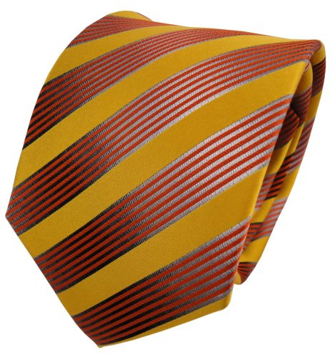 TigerTie diseñador corbata de seda - amarillo naranja gris rayas