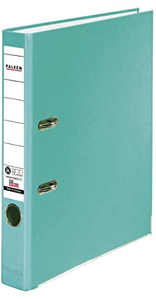 Original Falken Recycolor Umwelt-Ordner Öko. Made in Germany. Farbiger Papierbezug außen 5 cm schmal DIN A4 Pastell-Farbe türkis Ringordner Aktenordner Briefordner Büroordner CO2-Neutral Blauer Engel