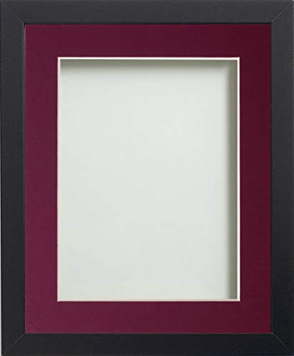 Frame Company Allington Black 16x12 Frame with Plum Mount for 14x10 | Fits a 14x10 image with mount or a 16x12 image without mount, Frame size 16x12, Overall approx 17.6x13.6, Real Glass Front