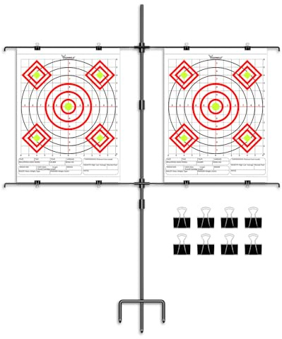 Highwild Adjustable Steel Paper Target Stand with 8 Clips