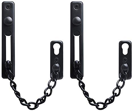 Türsicherheitskette, 2 Stücke Sicherheitstürkette, Türkette aus Edelstahl, Türkettenschloss mit Schrauben, für Gartentüren, Holztüren, Hoteltüren (Schwarz)