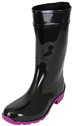 Regenliebe Damen Gummistiefel de Störtregen Regenstiefel Langschaft, Farbe:schwarz/fuchsia, Größe:42 EU