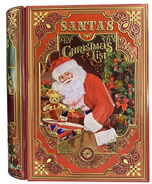 stylebox Boîte en métal en forme de livre de Noël poSanta´s Listpo Très grande boîte à biscuits Conservation Déco Rétro, env. 24.5 x 21 x 9 cm
