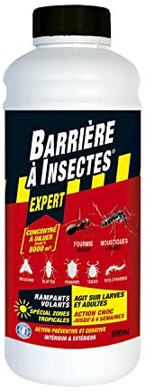 BARRIERE A INSECTES Concentré à Diluer Contre Les Insectes Rampants et Volants, Action Choc, Spécial Zones Tropicales, 800 mL, BARSEC800