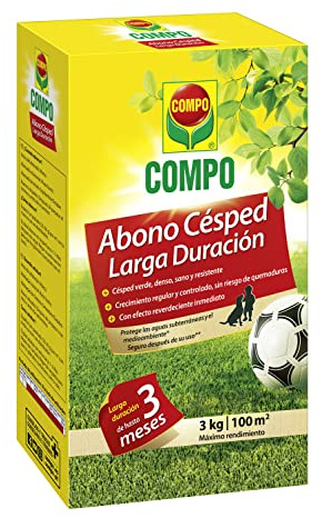 COMPO Abono Césped Grandes Jardines, Larga duración de hasta 3 meses, 3Kg