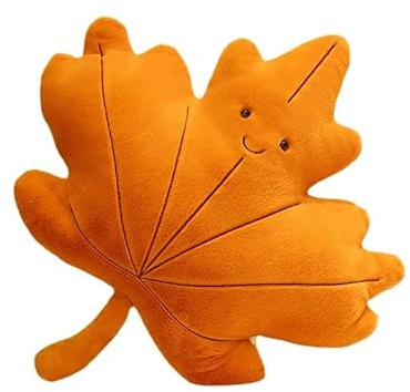 ALOEU Leaves Plush Pillow Kawaii Maple Leaf Ginkgo Soft Plant Cushion for Home Sofa Decor (B)