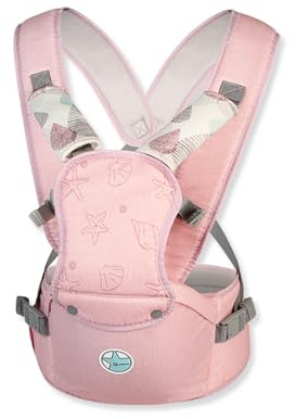 SONARIN Ergonomisk multifunktionell babyhållare med höftsäte, bekväm bärare, höftstol, midjepall, barnväska, ryggsäck, främre bärare för 3-36 månader (rosa)
