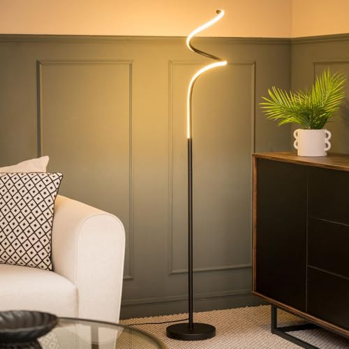 ValueLights | Matt Black Single Spiral Twist Floor Lamp | Floor Lamps & Torchieres, Home Décor & Improvement Essential