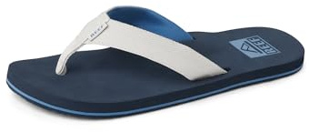 Reef Twinpin Mens Beach Flip Flop, Soft Cushion Footbed, Water Friendly, Grey/Navy, 7