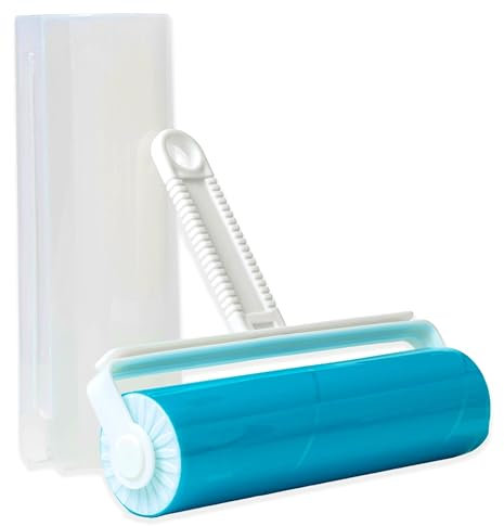 IPEA Spazzola Adesiva Levapelucchi in Silicone - Lavabile per Uso Continuo - Rullo Adesivo Leva Pelucchi per Rimuovere Capelli, Polvere, Peli Animali da Vestiti e Arredamento - Roll con Custodia
