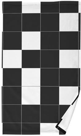 EtherSpher Schwarz und Weiß kariertes Muster Handtuch Gesicht Handtuch Badezimmer Handtücher Handtücher für Fitnessstudio Bad Handtücher Spa Handtücher 40,6 x 71,1 cm