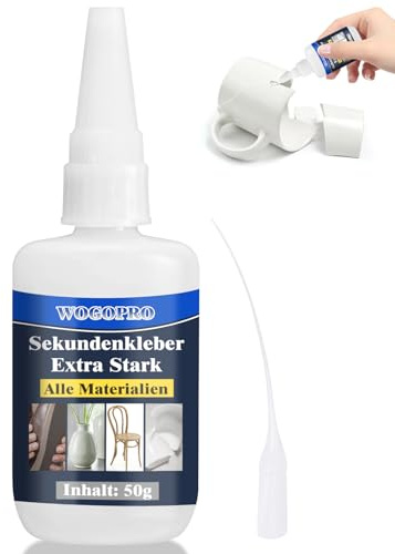Colla istantanea, 50 g, super forte, impermeabile, resistente al calore con chiusura ad ago, contro la disidratazione, per plastica, vetro, legno, metallo, pietra