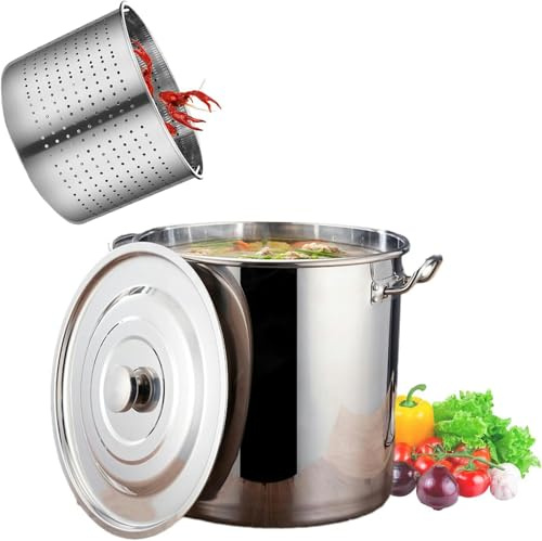 Set di pentole in Acciaio Inossidabile per impieghi gravosi - Diverse Misure (30/35 cm) per la Cucina di casa, per Pasta, friggitrice per Tacchino, vaporiera per asparagi, pentole Resistenti