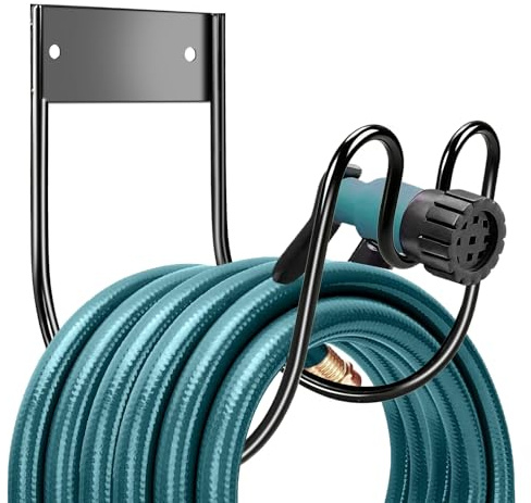 Feirdhoo Supporto per tubo da giardino in acciaio inox, supporto per tubo da giardino in metallo, supporto per tubo dell'acqua montato a parete, gancio per tubo, prolunga per tubo dell'acqua robusta