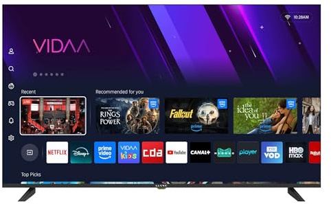 KIANO Elegance 55 Smart TV 4K UHD – VIDAA OS, D-LED, HDR, Dolby Digital Plus, Wi-FI, HDMI/USB, Triple Tuner DVB-T2/S2/C, PVR USB, Design sans Bordures