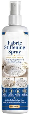 Textilstyvningsspray för Virkning 100 ml Snabbtorkande och Direktverkande | Spetsstyvningsspray För Spets, Ull, Denim, Linne, Hattar, Soffor, Dockor, Glasunderlägg, Stickade Plagg