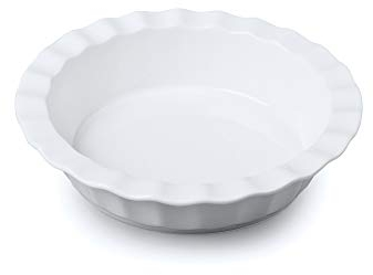 Wm Bartleet & Sons Traditional Porcelain Round Deep Pie Dish with Crinkle Crust Rim, 17cm – White